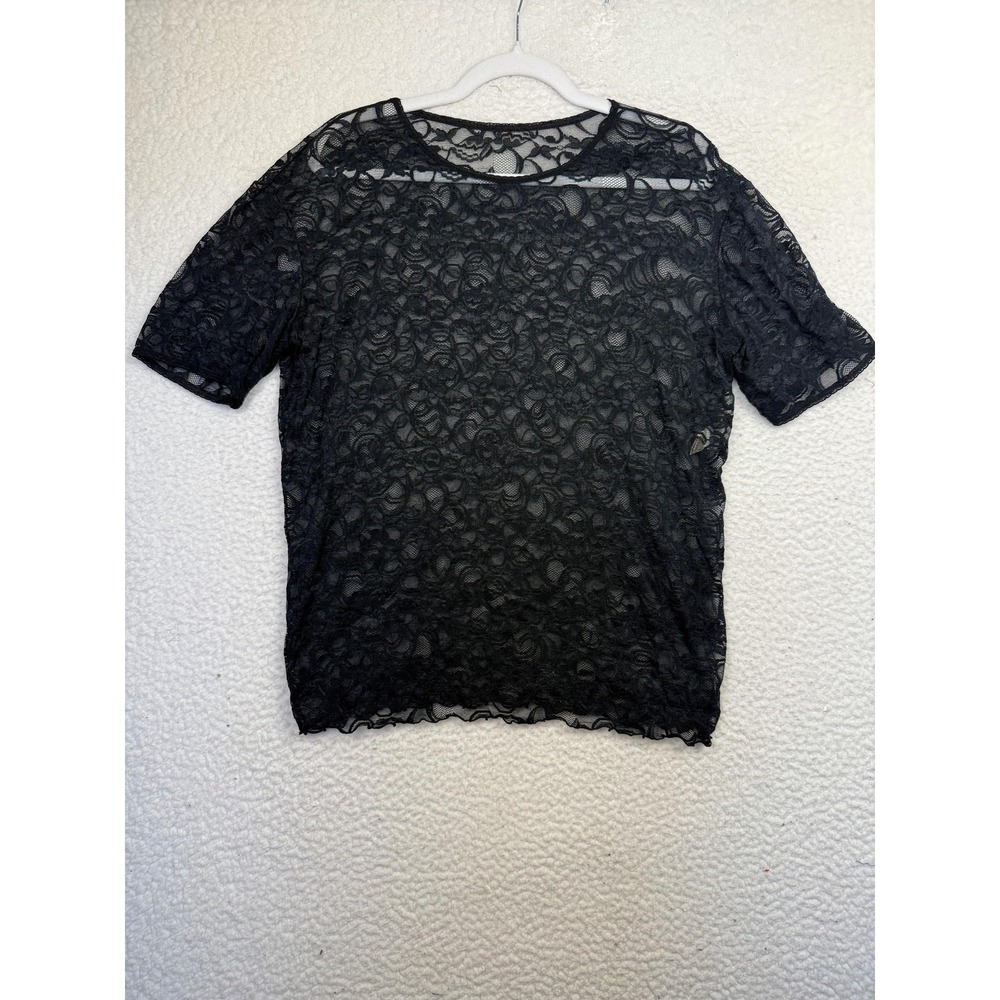 Victoria's Secret Shirt‎ Womens Medium Black Lace Sheer Whimsygoth Dark Fairy